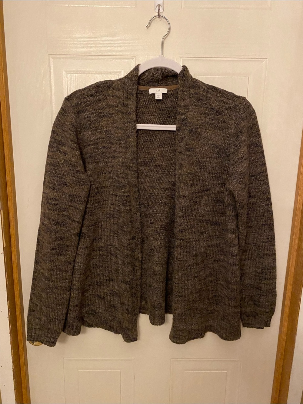 J. Jill Heathered Brown Open-Front Knit Cardigan